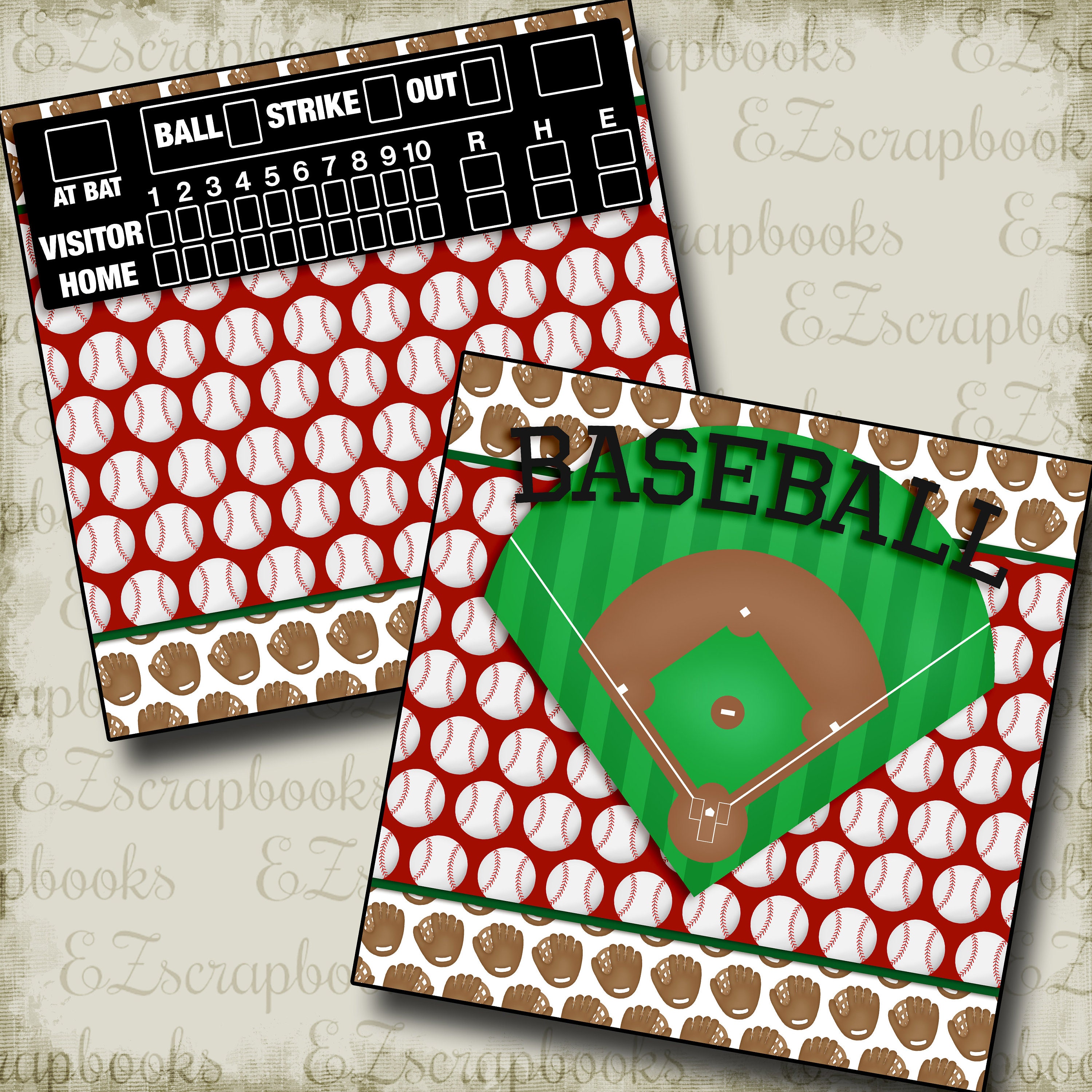 Baseball Diamond NPM - 2 Premade Scrapbook Pages - EZ Layout 2525 - Etsy