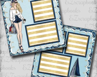 Nautical Girl - Blonde - 2 Premade Scrapbook Pages - EZ Layout 5448