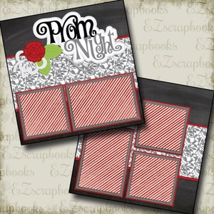 PROM NIGHT - High School - 2 Premade Printed Scrapbook Pages - EZ Layout 2150