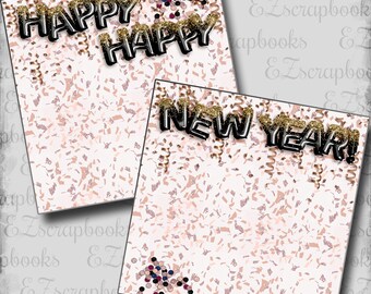 Happy Happy New Year NPM - New Year - 2 Premade Scrapbook Pages - EZ Layout 5769