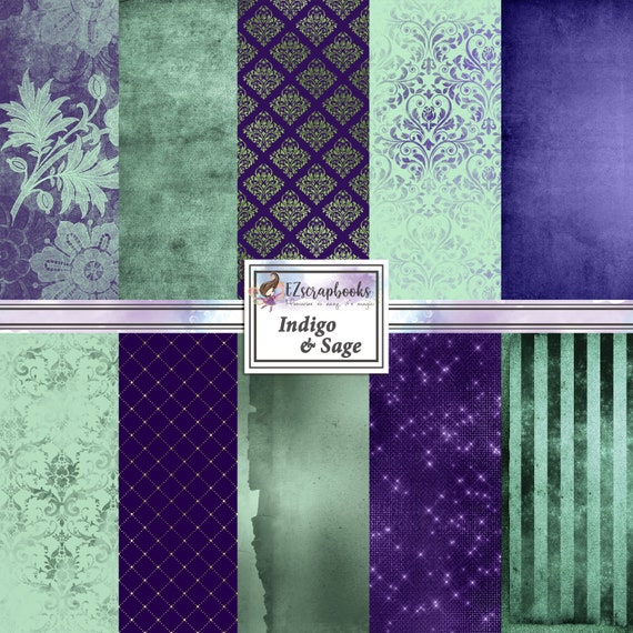 Indigo & Sage - 12X12 Paper Pack - 8216