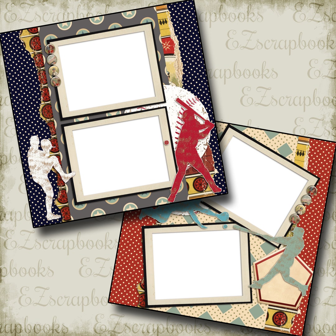 BASEBALL - 2 Premade Scrapbook Pages - EZ Layout 371 - Etsy