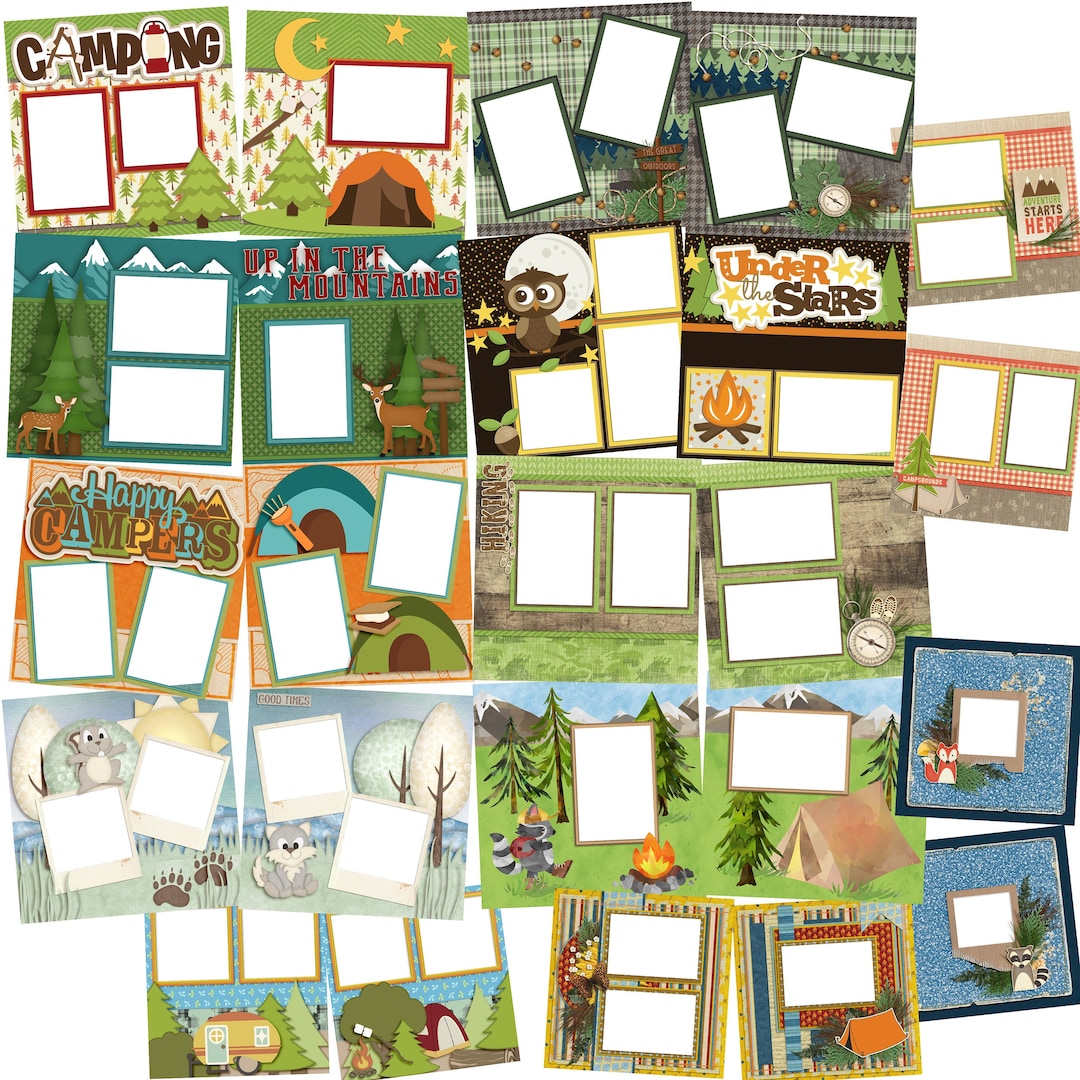 Camping Collection 1 - Digital Scrapbook Quick Page Bundle - INSTANT ...