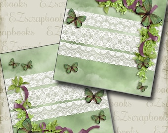 Beautiful Butterflies NPM - 2 Premade Scrapbook Pages - EZ Layout 3889
