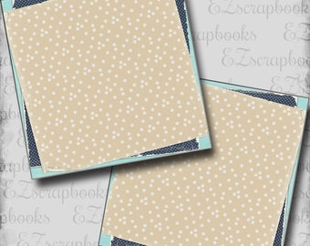 Sand & Sea Dots - Stacked Papers - 2 Premade Scrapbook Pages - EZ Layout 6811