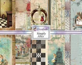 May include: A digital collage sheet featuring Alice in Wonderland themed images. The sheet includes a variety of images, including Alice, the Mad Hatter, the Queen of Hearts, and a clock. The sheet is perfect for scrapbooking, card making, and other crafting projects.