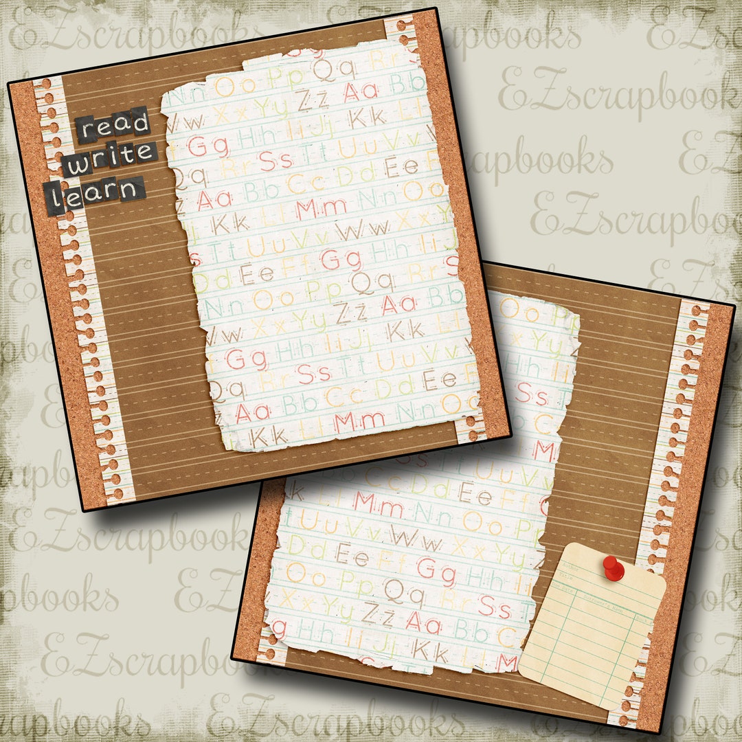 Read Write Learn NPM - 2 Premade Scrapbook Pages - EZ Layout 4307 - Etsy
