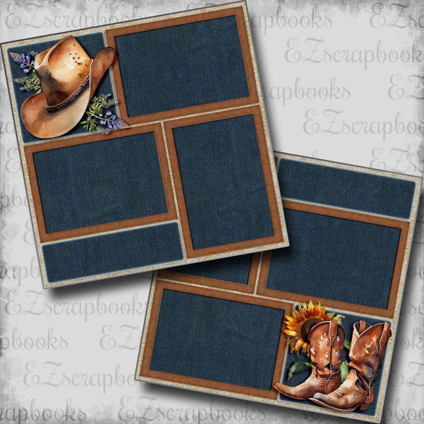 Cowgirl Essentials - Western - 2 Premade Scrapbook Pages - EZ Layout 6654