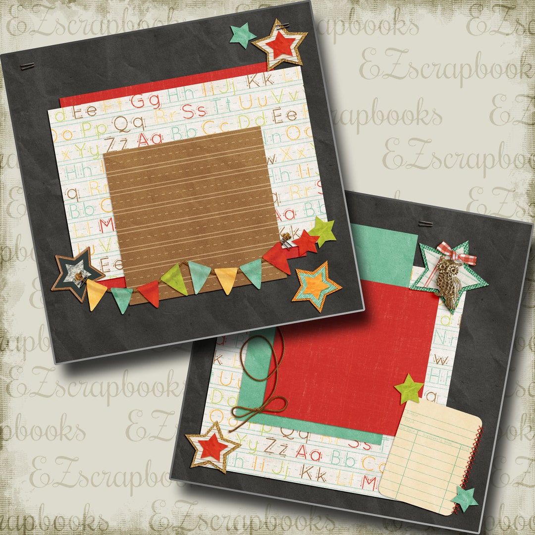 School Days Mint NPM - 2 Premade Scrapbook Pages - EZ Layout 4991 - Etsy