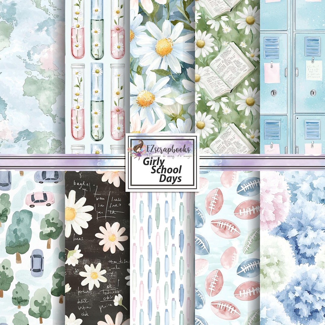Girly School Days - 12X12 Scrapbook Paper Pack - 26-8015 - Etsy