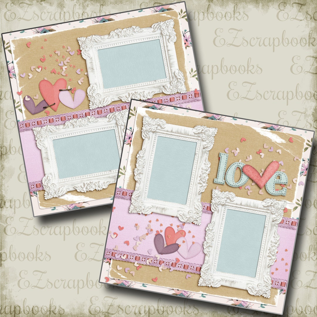 Love - Valentine - 2 Premade Scrapbook Pages - EZ Layout 4564 - Etsy