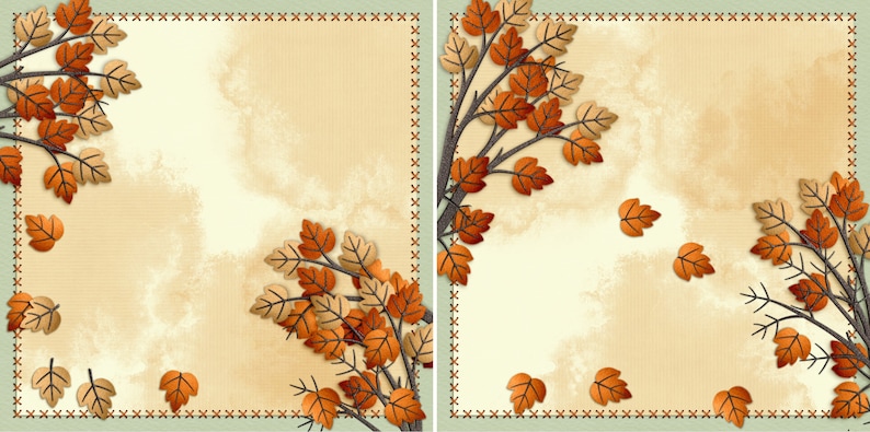 Fall Leaves NPM - 2 Premade Scrapbook Pages - EZ Layout 4373 - Etsy