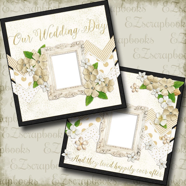 THE WEDDING - Covers - 2 Premade Scrapbook Pages - EZ Layout 668