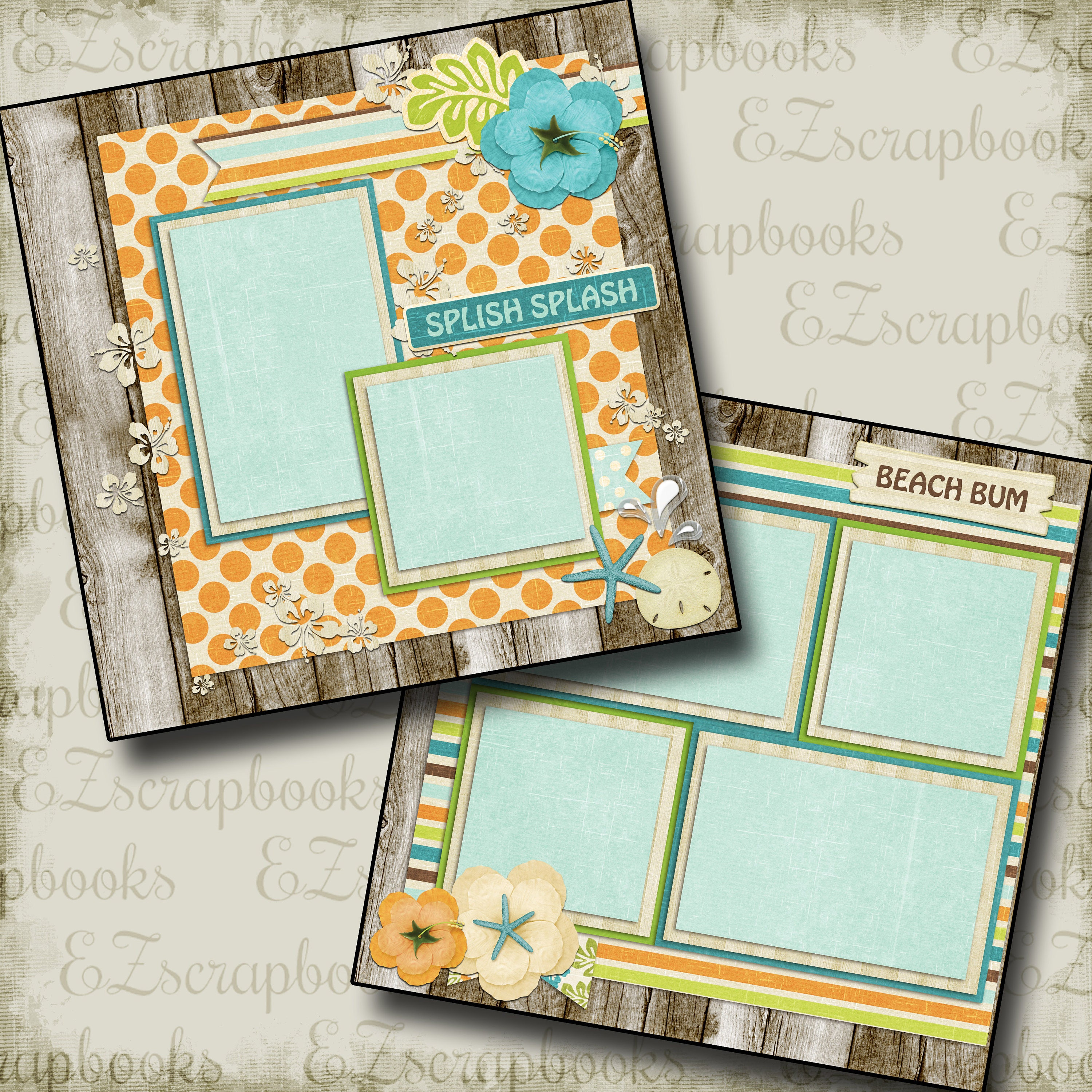 BEACHY - 2 Premade Scrapbook Pages - EZ Layout 669 - Etsy
