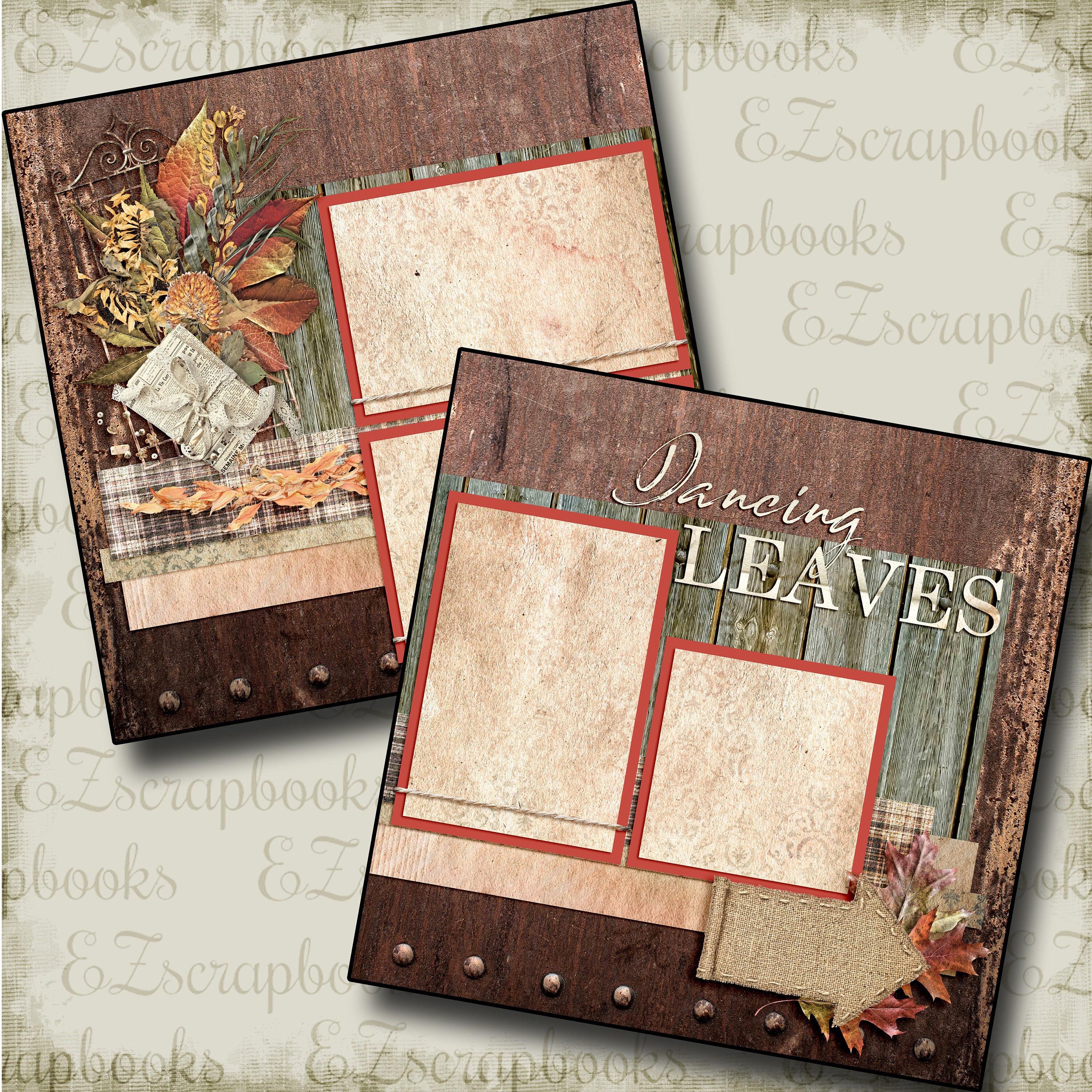 EZscrapbooks Quick Pages feels like fall - scrapbook set - 5 double page  layouts