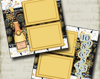 Happy New Year - 2 Premade Scrapbook Pages - EZ Layout 2688