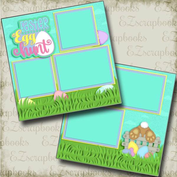 Easter Egg Hunt - 2 Premade Scrapbook Pages - EZ Layout 4164
