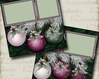 PURPLE CHRISTMAS - 2 Premade Scrapbook Pages - EZ Layout 2883