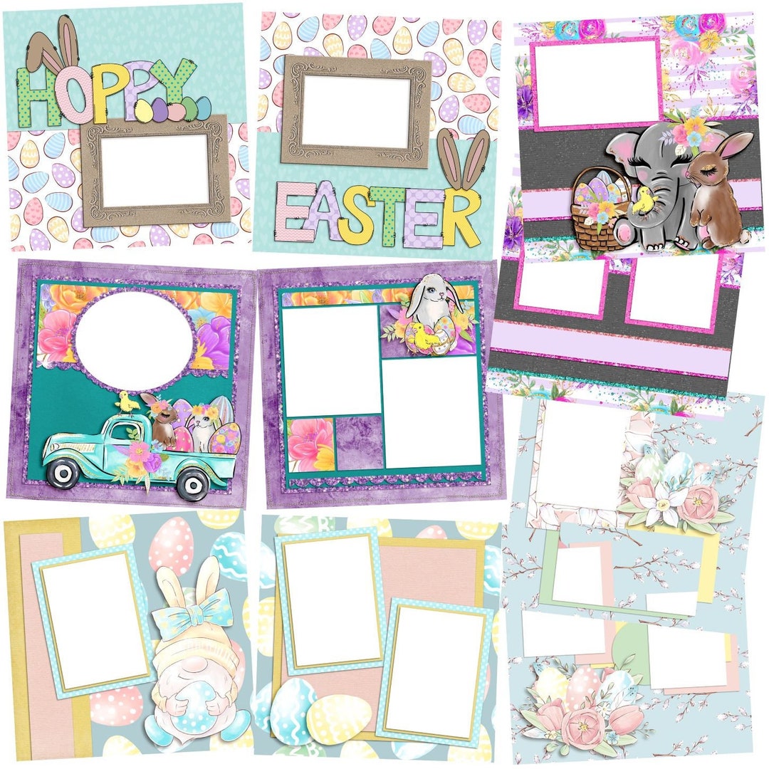 Hoppy Easter EZ Quick Pages - Digital Scrapbook Quick Page Bundle ...