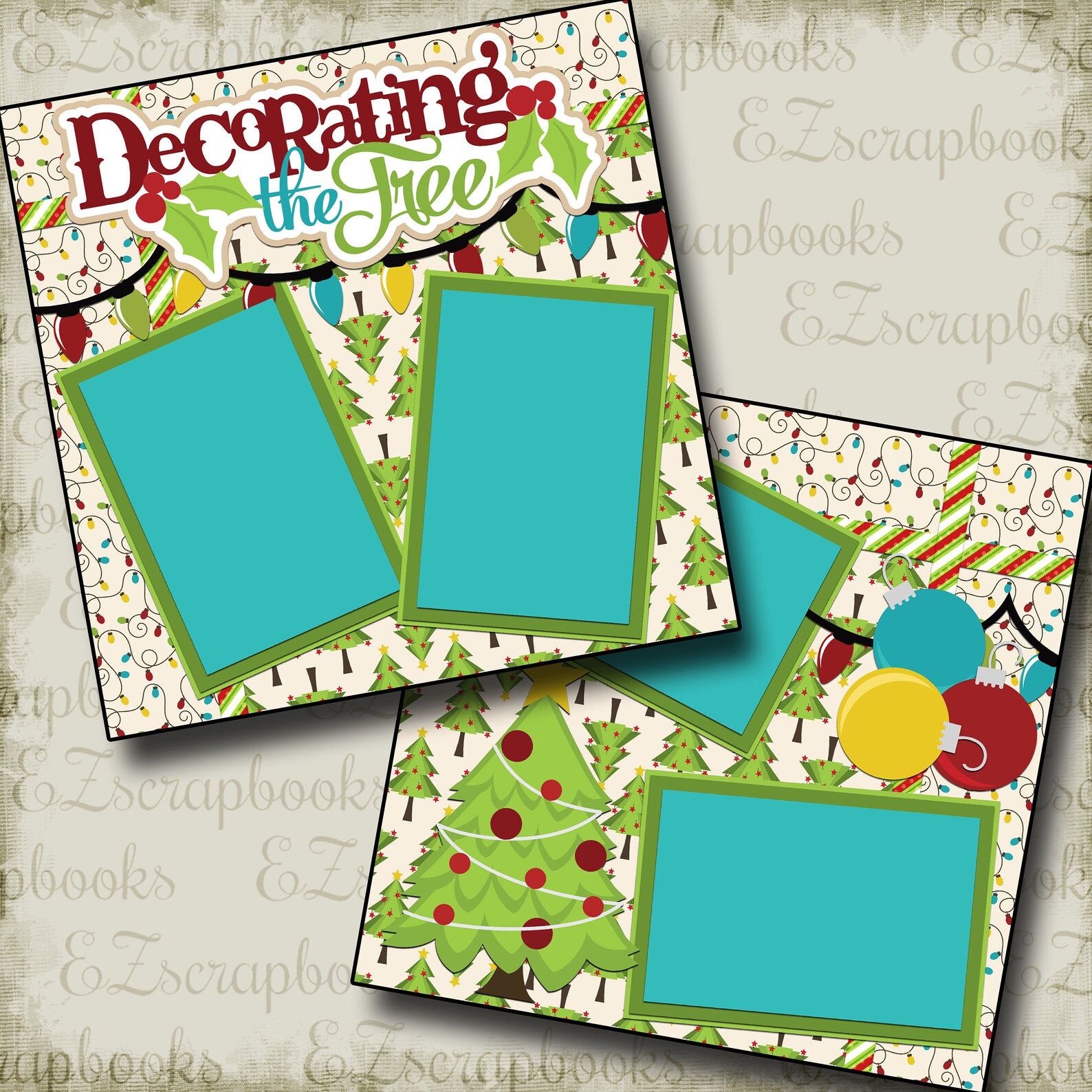 DECORATING the TREE 2 Premade Scrapbook Pages EZ Layout Etsy