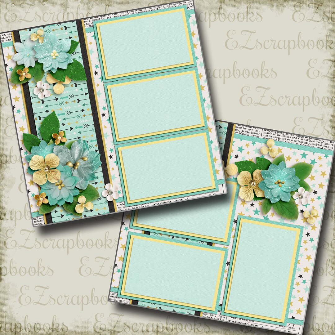 STARS & ARROWS - 2 Premade Scrapbook Pages - EZ Layout 3182 - Etsy
