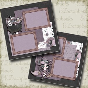 Cute Gothic Witch - Halloween - 2 Premade Scrapbook Pages - EZ Layout 5012
