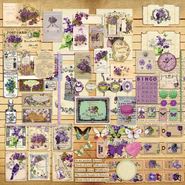 Violets Ephemera Embellishment Pack - 7445