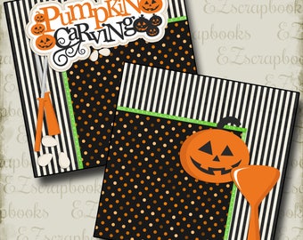 Pumpkin Carving NPM - 2 Premade Scrapbook Pages - EZ Layout 2419