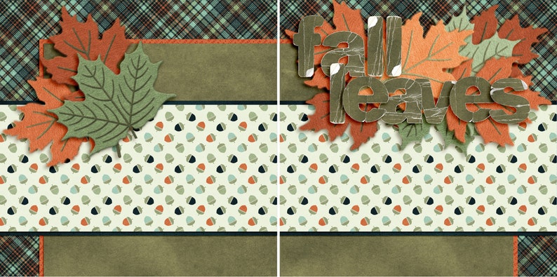 Fall Leaves NPM - 2 Premade Scrapbook Pages - EZ Layout 3563 - Etsy