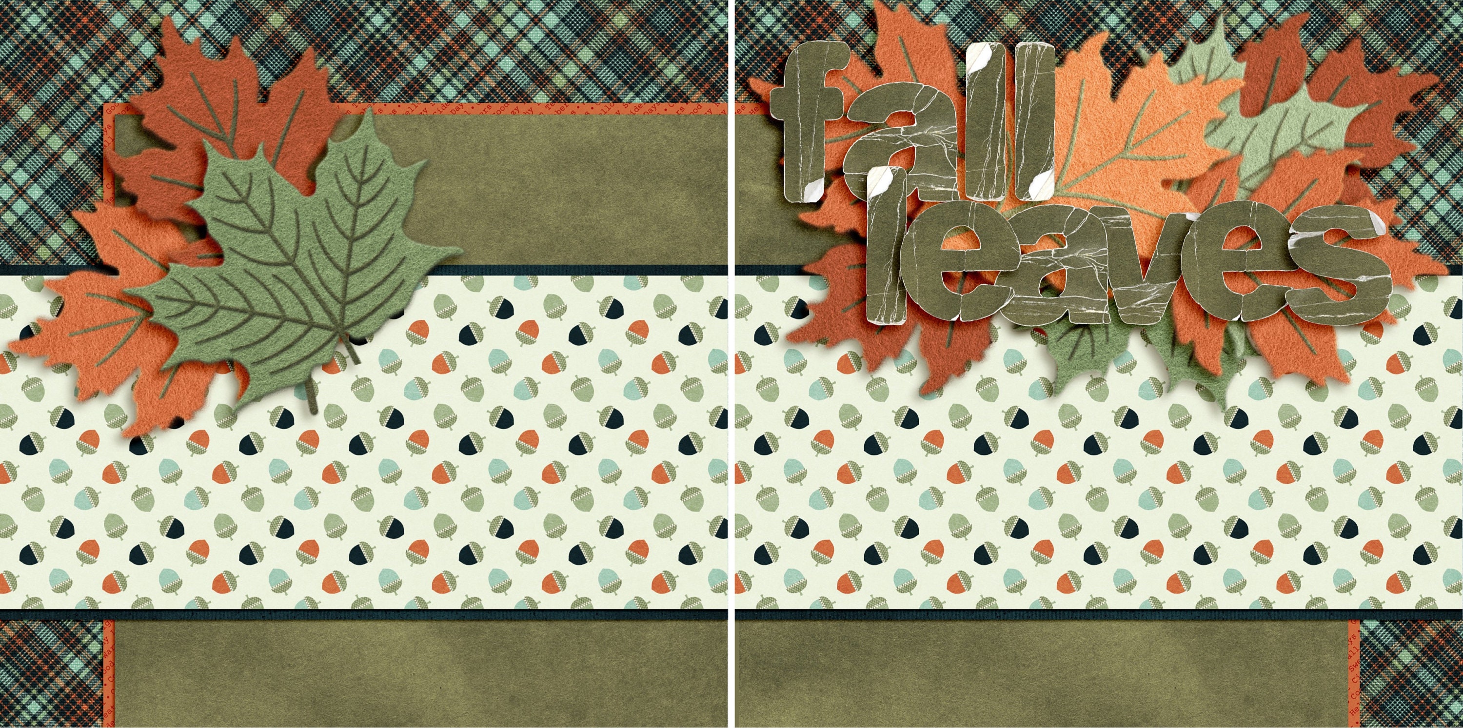 Fall Leaves NPM - 2 Premade Scrapbook Pages - EZ Layout 3563 - Etsy