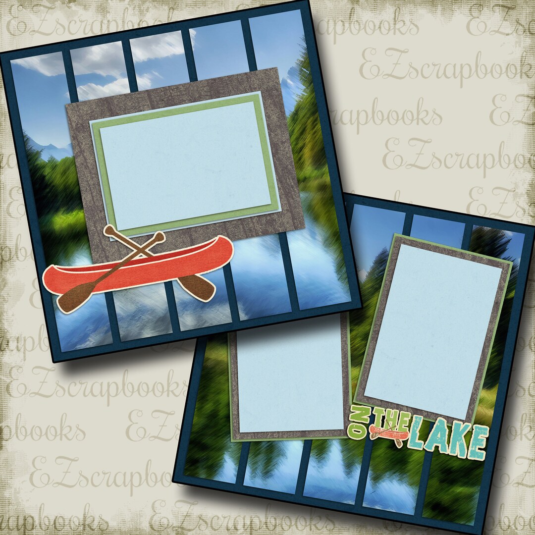 ON the LAKE 2 Premade Scrapbook Pages EZ Layout 2087 Etsy