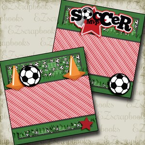 Soccer MVP Red NPM - 2 Premade Scrapbook Pages - EZ Layout 3319