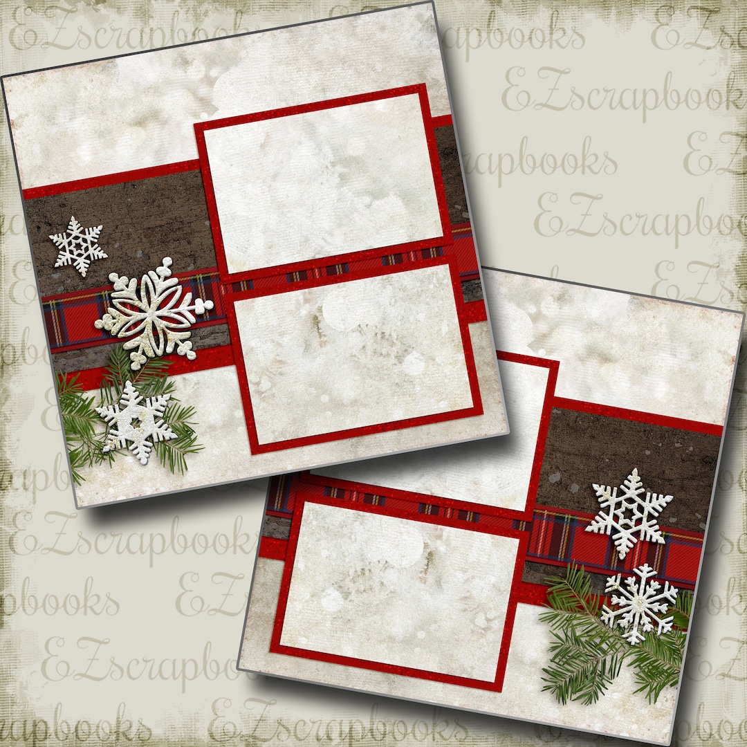 Winter Season - Christmas - 2 Premade Scrapbook Pages - EZ Layout