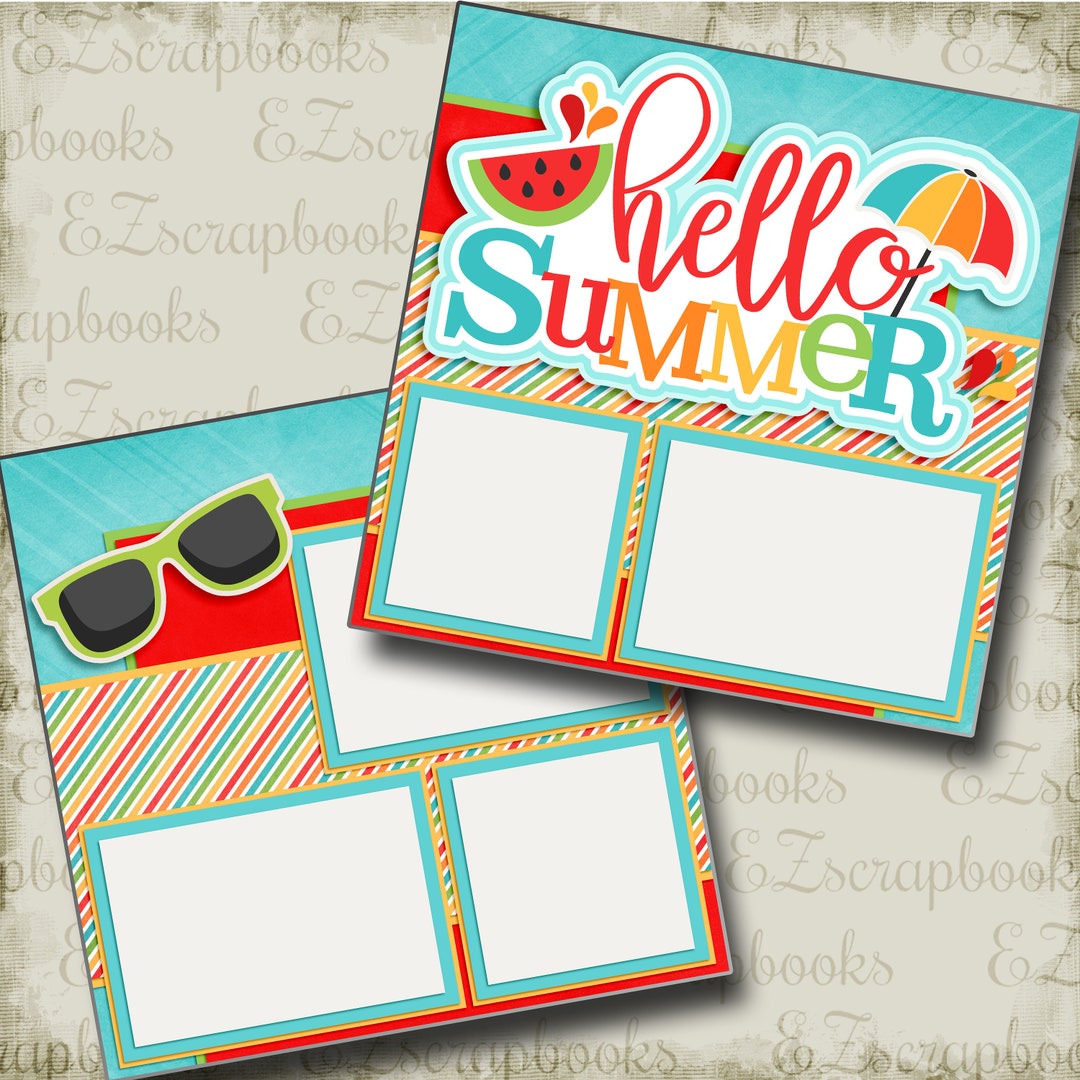 Digi Scrap Prints 'Hello Summer' 2 Premade Scrapbook Pages - 12x12 Printed Layout