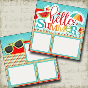 Hello Summer - 2 Premade Scrapbook Pages - EZ Layout 3378