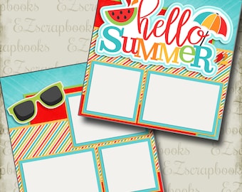 Hello Summer - 2 Premade Scrapbook Pages - EZ Layout 3378 - Etsy