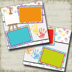 Fingerpainting - 2 Premade Scrapbook Pages - EZ Layout 2512