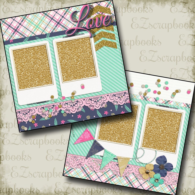 GLITTER GIRL 2 Premade Scrapbook Pages EZ Layout 249 Etsy