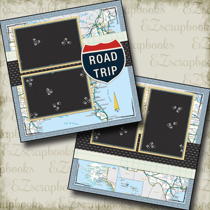 ROAD TRIP 2 Premade Scrapbook Pages EZ Layout 110 Etsy
