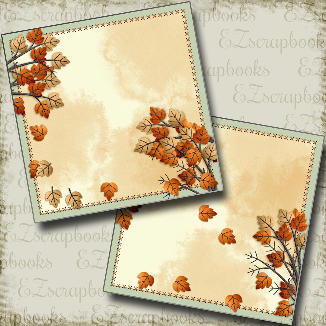 Fall Leaves NPM - 2 Premade Scrapbook Pages - EZ Layout 4373 - Etsy