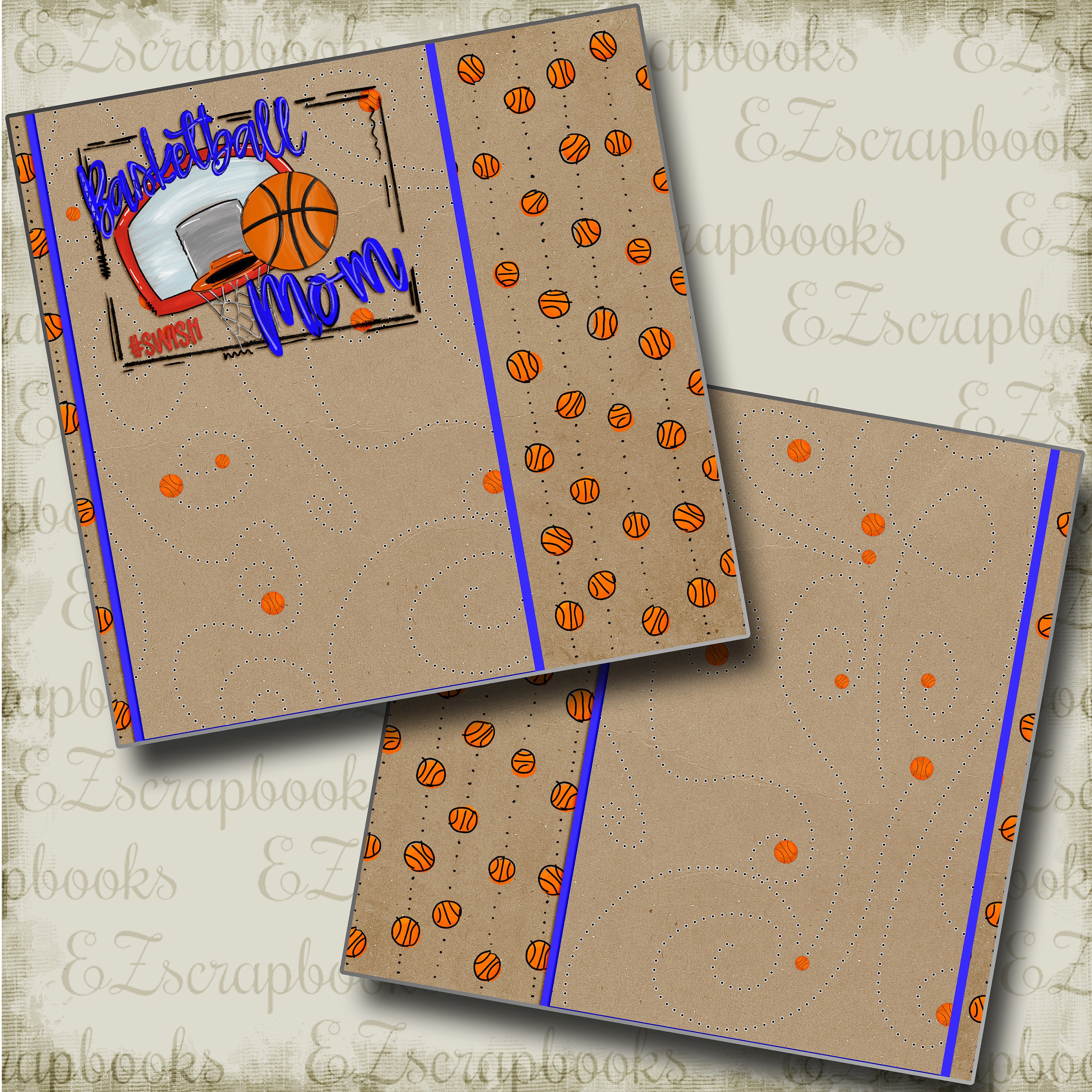 EZ Layout 2262 BASKETBALL NPM Premade Scrapbook Pages