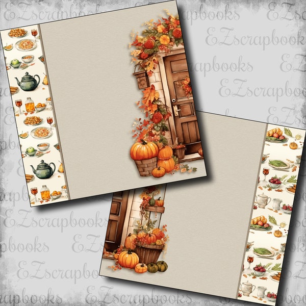 Home for the Holiday NPM  Thanksgiving - 2 Premade Scrapbook Pages - EZ Layout 23-849