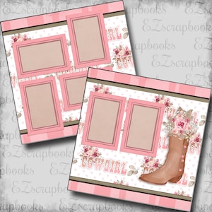 Cowgirl Boot - Western - 2 Premade Scrapbook Pages - EZ Layout 6708