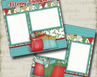 MERRY CHRISTMAS - 2 Premade Scrapbook Pages - EZ Layout 2395