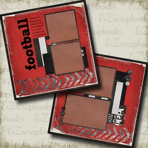 FOOTBALL RED  - 2 Premade Scrapbook Pages - EZ Layout 7