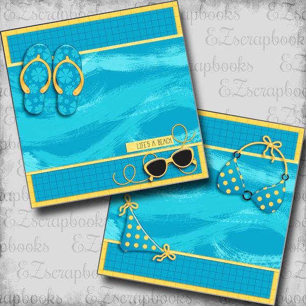 Life's a Beach NPM - 2 Premade Scrapbook Pages - EZ Layout 5581