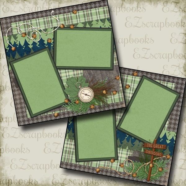 The GREAT OUTDOORS - 2 Premade Scrapbook Pages - EZ Layout 2083