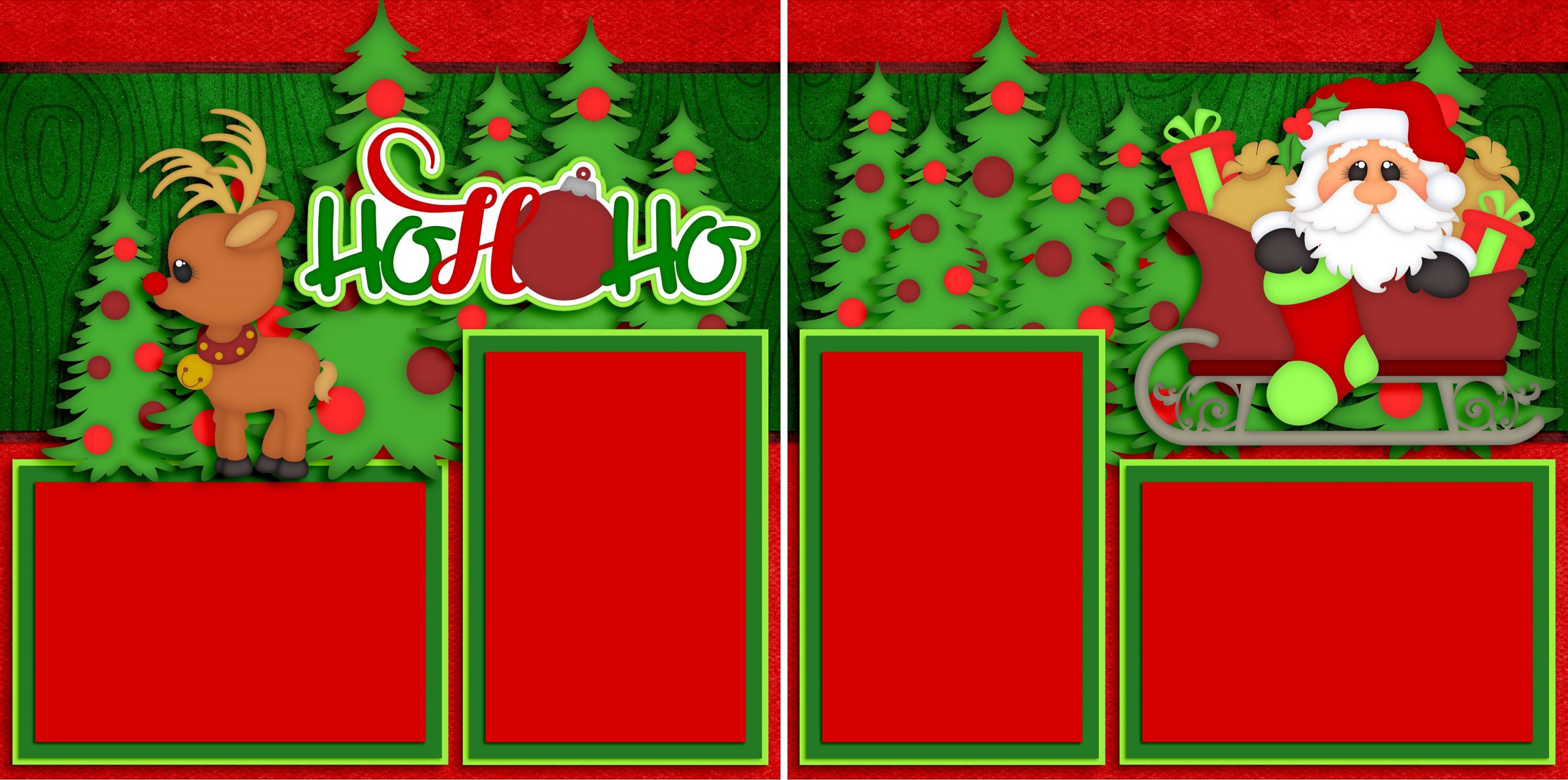 Ho Ho Ho - 2 Premade Scrapbook Pages - EZ Layout 3550 - Etsy