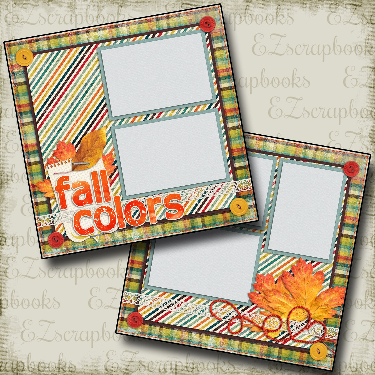 FALL COLORS - 2 Premade Scrapbook Pages - EZ Layout 570 - Etsy