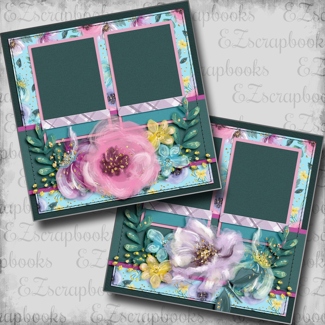 Easter Floral - 2 Premade Scrapbook Pages - EZ Layout 5422 - Etsy